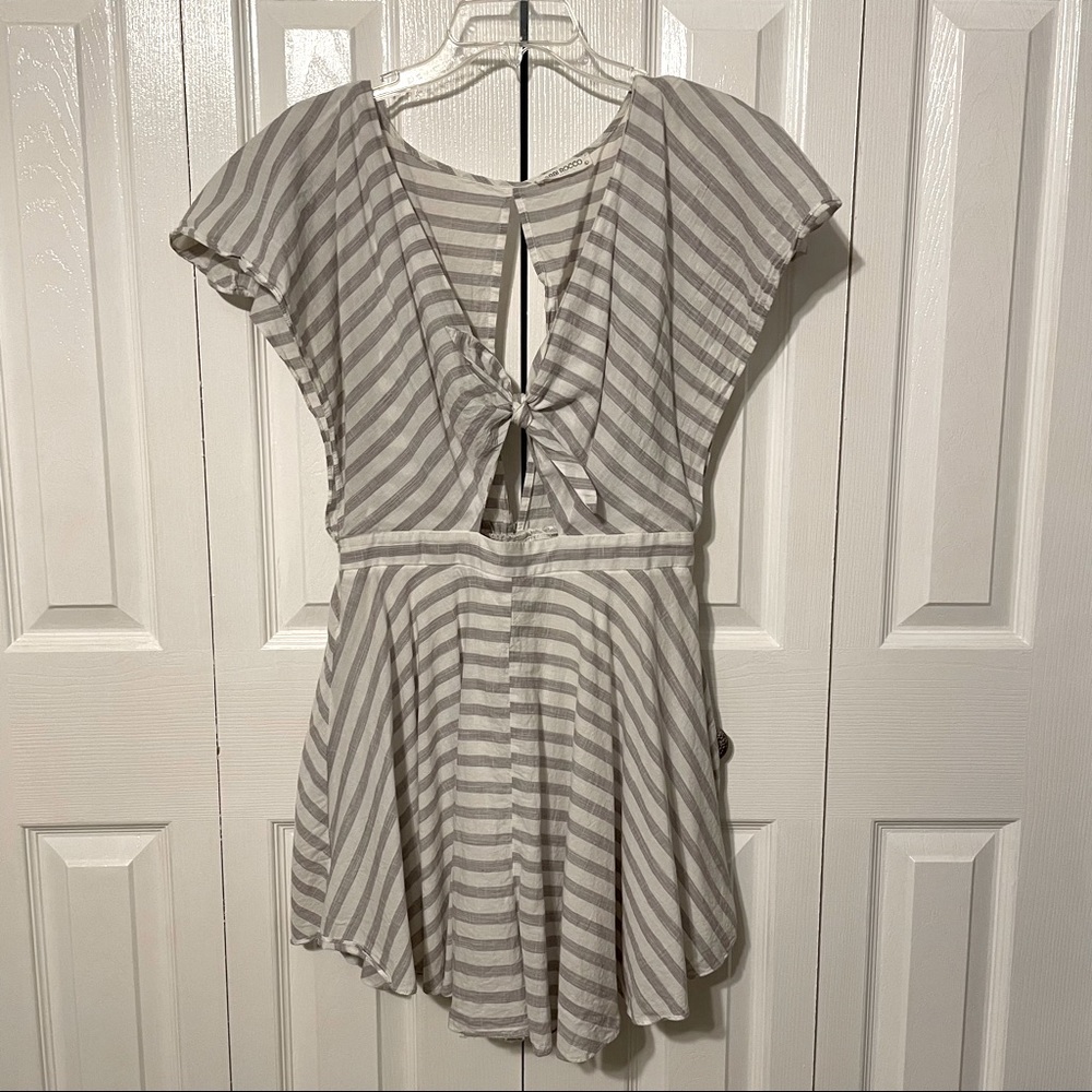 Bobbi Rocco Grey & White Stripped Romper